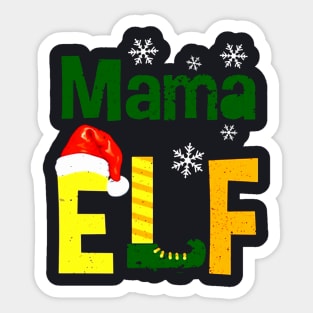 Mama Elf Snowlake Hat Red Holiday December Mama Sticker
